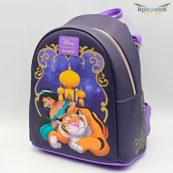 Loungefly Disney Aladdin Jasmine & Rajah Purple Mini Backpack Bag New - Picture 3 of 5